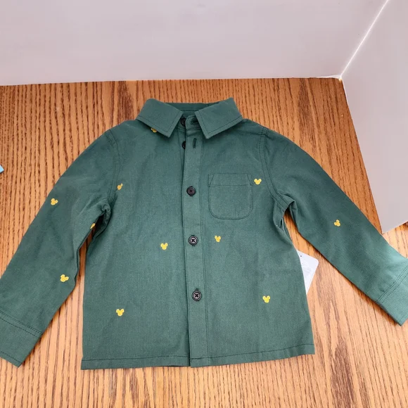 Disney Green Button Down Shirt for Kids - Picture 2 of 10